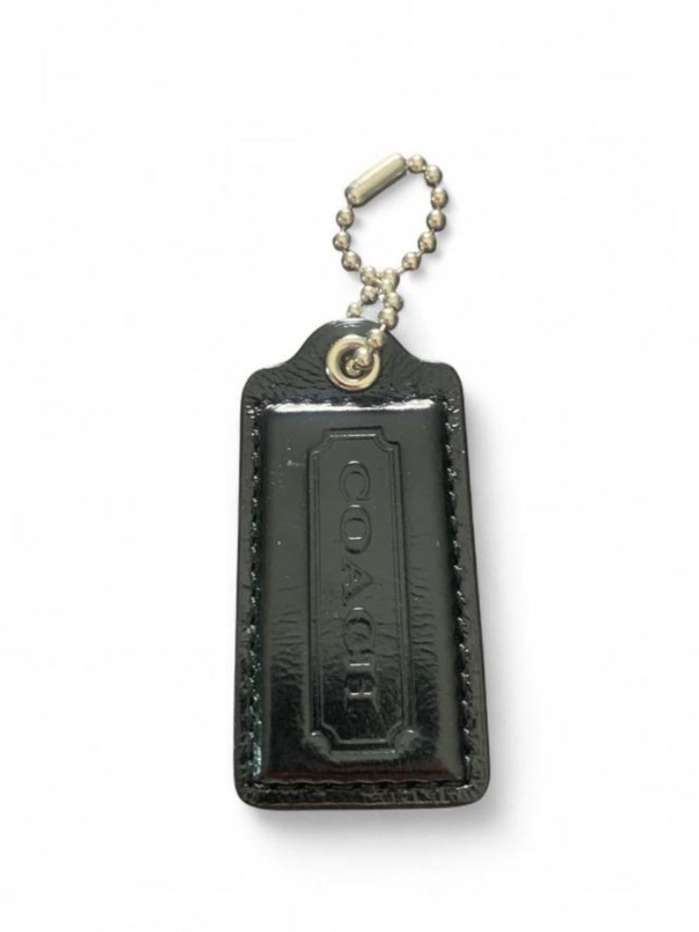 ✨ Authentic COACH Black Patent Leather Hangtag Bag Charm ✨ 2.5”